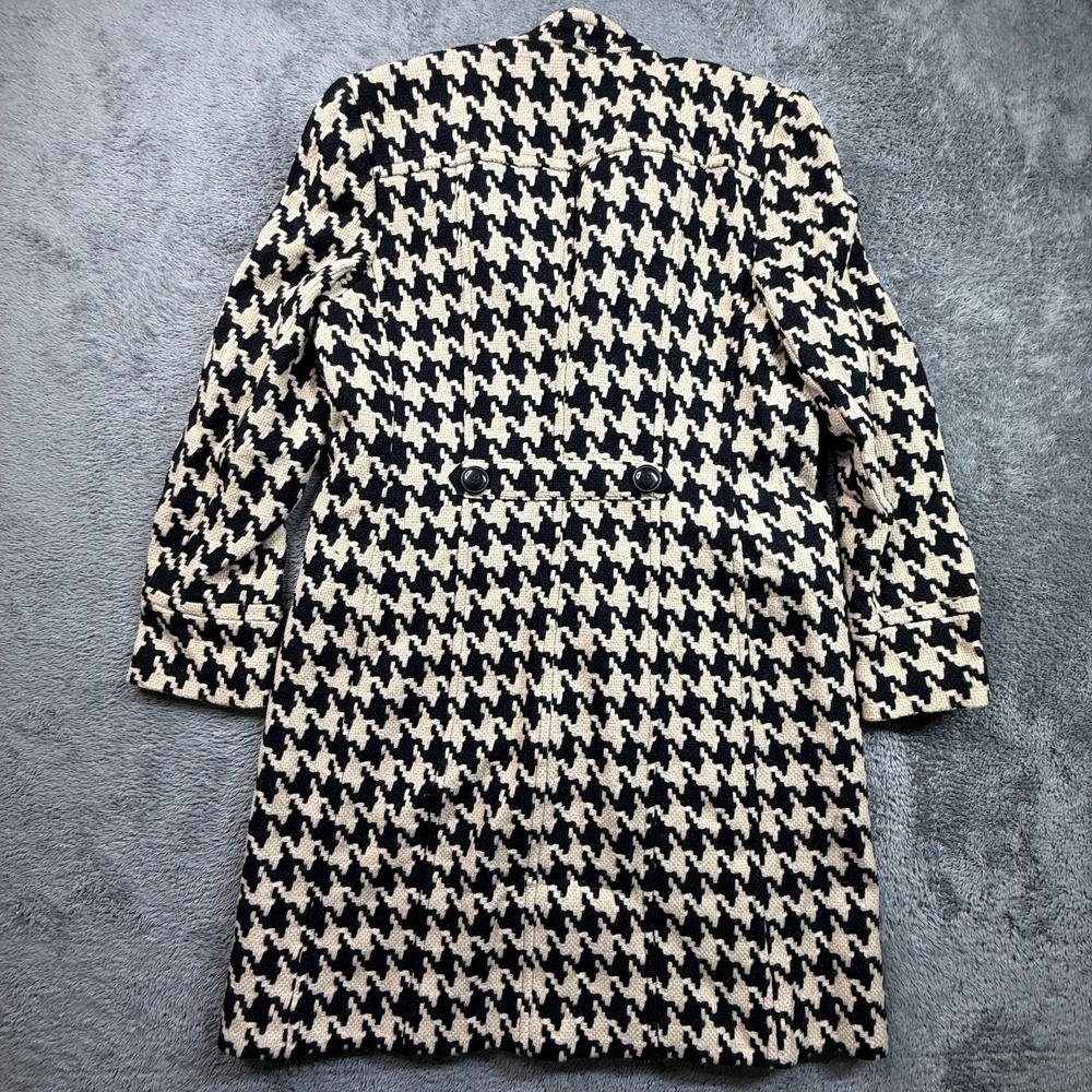Vintage Sigrid Olsen Wool Blend Coat Womens L Woven Hook Closure Black Tan - Picture 4 of 11